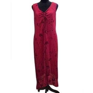 I.N. Studio Burgundy Floral Tie-Front Maxi Dress